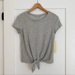 NWT Soft Gray Front Tie T Shirt